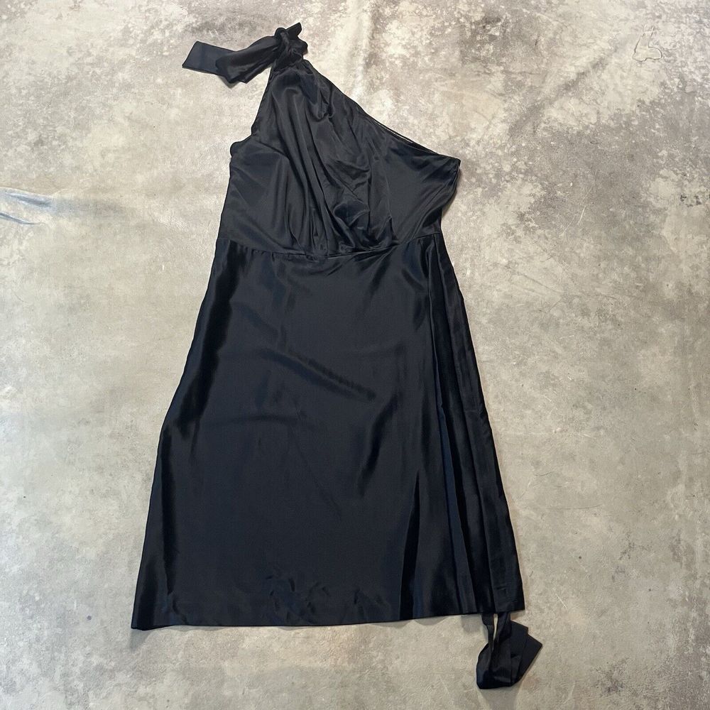 Retrofete Nadia Dress Womens XL Black Mini Silk‎ Blend Drawstring Ruching Glam